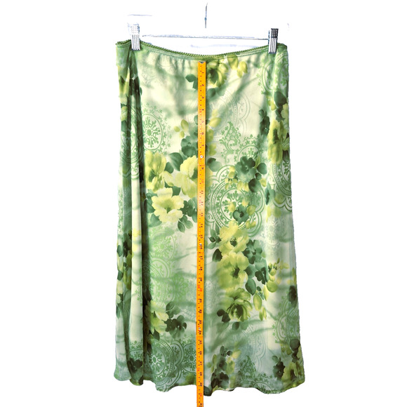 Women’s Green Tie Front Top & Floral Midi Skirt Set L Boho Cottagecore - Picture 11 of 15